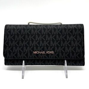 Michael Kors Large Trifold Wallet Black Signature